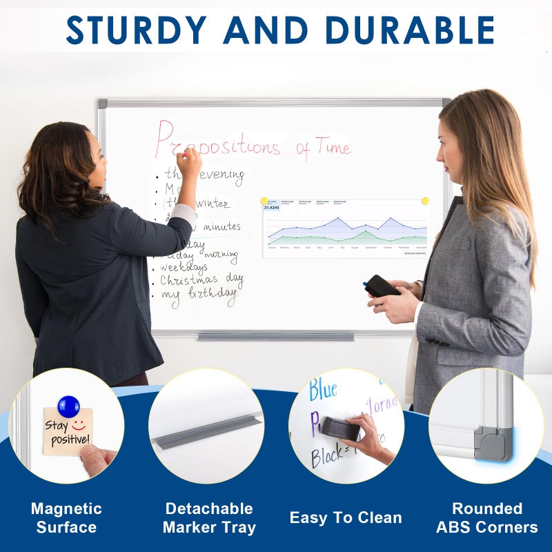 S SWANCROWN Magnetic Whiteboard 36x24 Inches Hanging Dry Erase Board, Large White Board for Wall, Planning, Displaying for Home, Office and School 2'x3' - Image 3